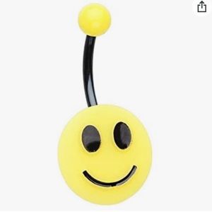 Yellow Smiley Face  belly button ring